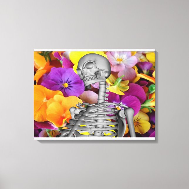 Skelett med blommor canvastryck (Framsida)
