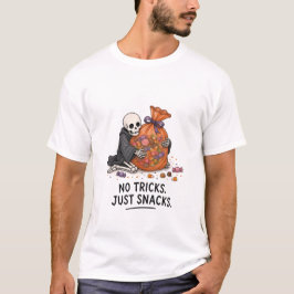 Skelett med godispåse Rolig Halloween-illustration T Shirt