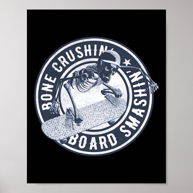 Skelett Med Hjälm Skateboard Longboard Cruiser Poster (Framsidan)