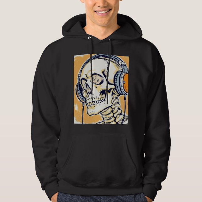 Skelett med hörlurar hoodie (Framsida)