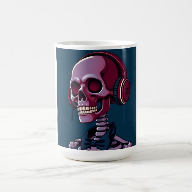 Skelett med hörlurar kaffemugg (Center)