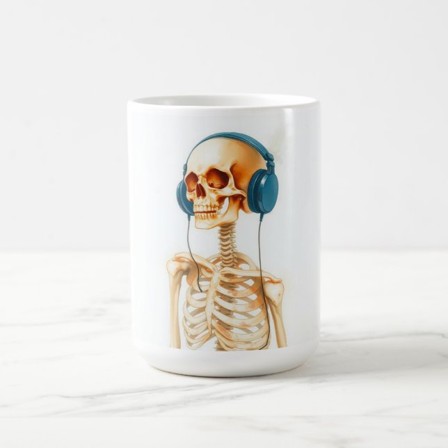 Skelett med hörlurar  kaffemugg (Center)
