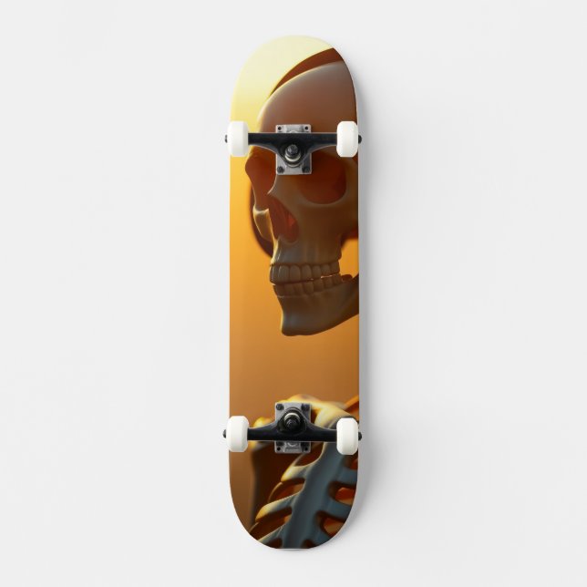 skelett med hörlurar mini skateboard bräda 18,5 cm (Framsida)