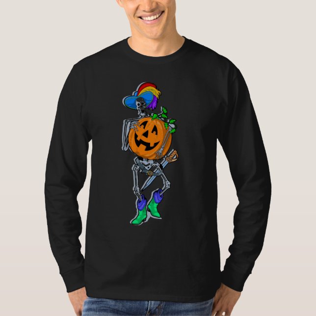Skelett med pumpa t-shirt (Framsida)