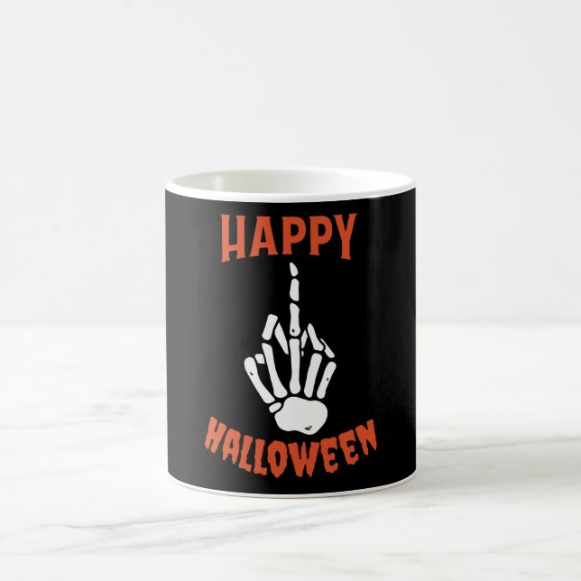 Skelett Mellanfinger Gott Halloween Kaffemugg (Center)