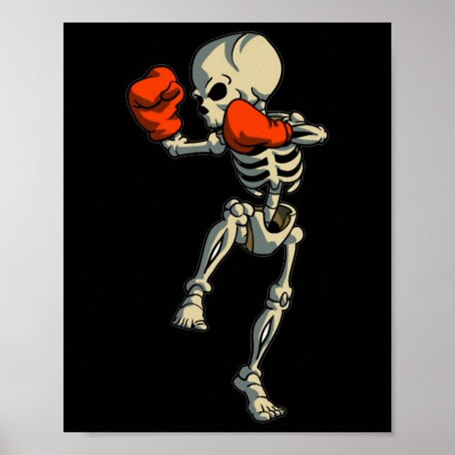 Skelett Muay Thai Halloween kickboxning MMA Fighte Poster (Framsidan)