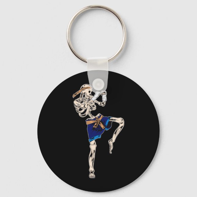 Skelett Muay Thai Halloween kickboxning MMA Nyckelring (Framsida)