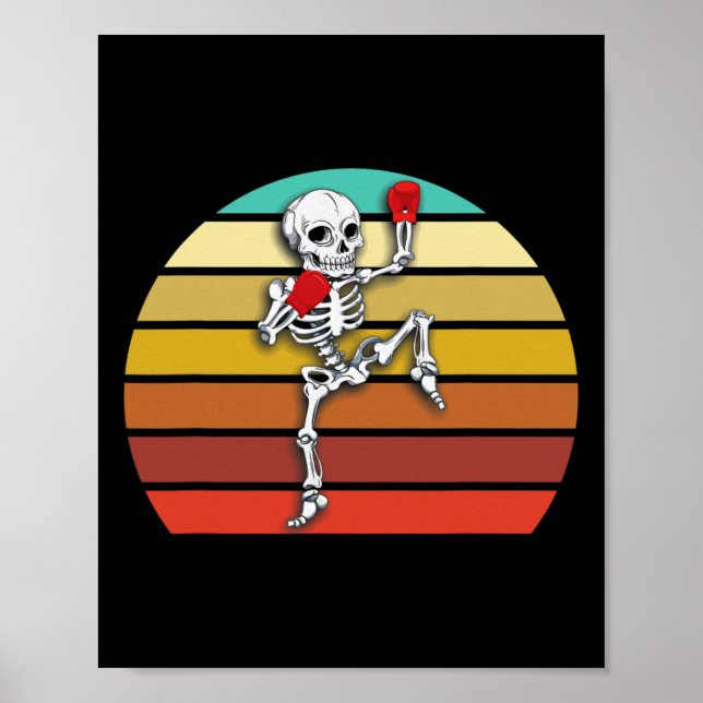 Skelett Muay Thai Halloween kickboxning MMA  Poster (Framsidan)