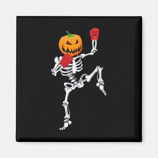 Skelett Muay Thai Halloween-pumpa kickboxning Mm Magnet (Framsidan)