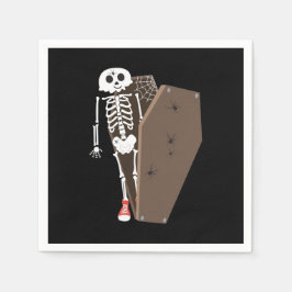 Skelett och kista Halloween-design Pappersservett