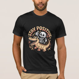 Skelett och Krokodil som stannar Positiva T Shirt
