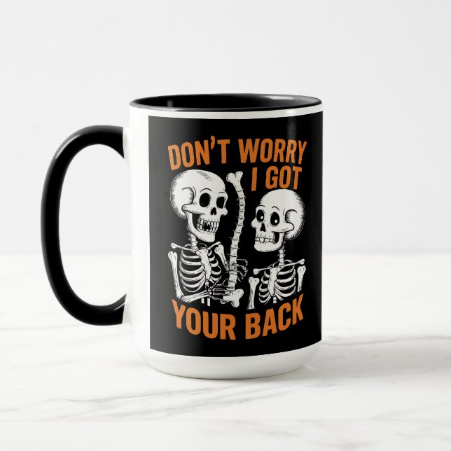 Skelett Oroa dig inte Jag Står Bakom Dig Halloween Mugg (Vänster)