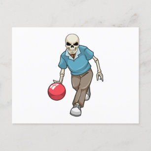 Skelett på bowling med bowlingklot vykort