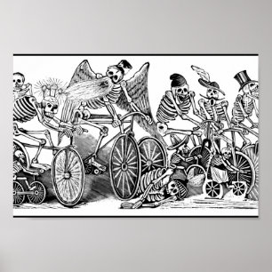 Skelett på cyklar, Mexico Poster