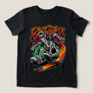Skelett på skateboard Graffiti gatumiljö T Shirt