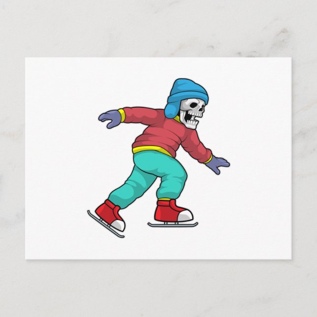 Skelett på skridskoåkning med skridskor vykort (Framsida)