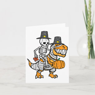 Skelett på Thanksgiving på Trex Dino Höst Pojkar B Kort
