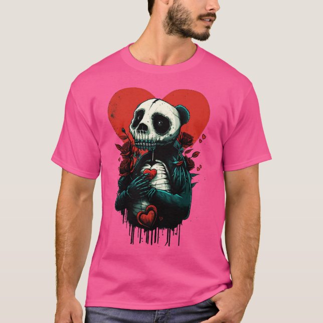 Skelett Panda Kärlek T Shirt (Framsida)