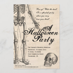 Skelett- party för Halloween inbjudanHerr ben Inbjudningar