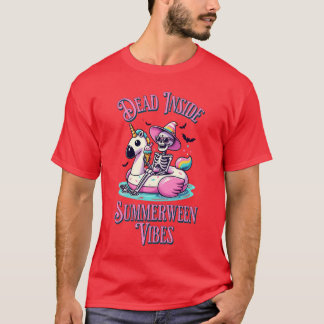 Skelett pool flyter sommarween vibbar spöklik somm t shirt