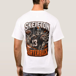 Skelett Quarterback Halloween Fotboll Konst T Shirt