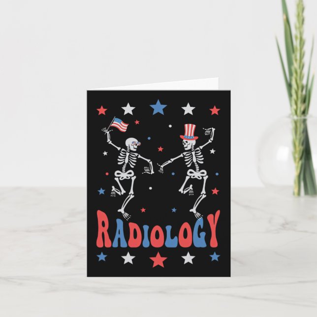Skelett Radiologi Röntgen Tech Patriotisk 4 juli Kort (Framsida)