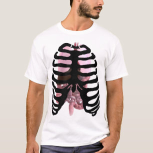 Skelett- Ribcage för människa svart med organ Tee