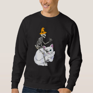 Skelett Ridd Katt Lat Halloween Kostym Söt Ki Lång Ärmad Tröja
