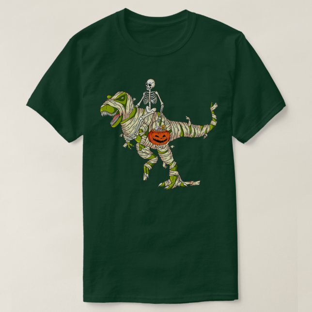 skelett rider mummin dinosaur t rex halloween roli t shirt (Design framsida)