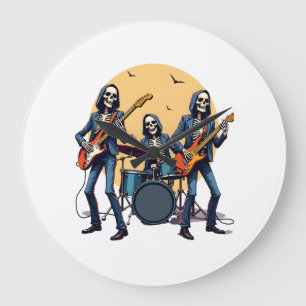 Skelett Rock Band � Rollig Halloween Tröja Stor Klocka