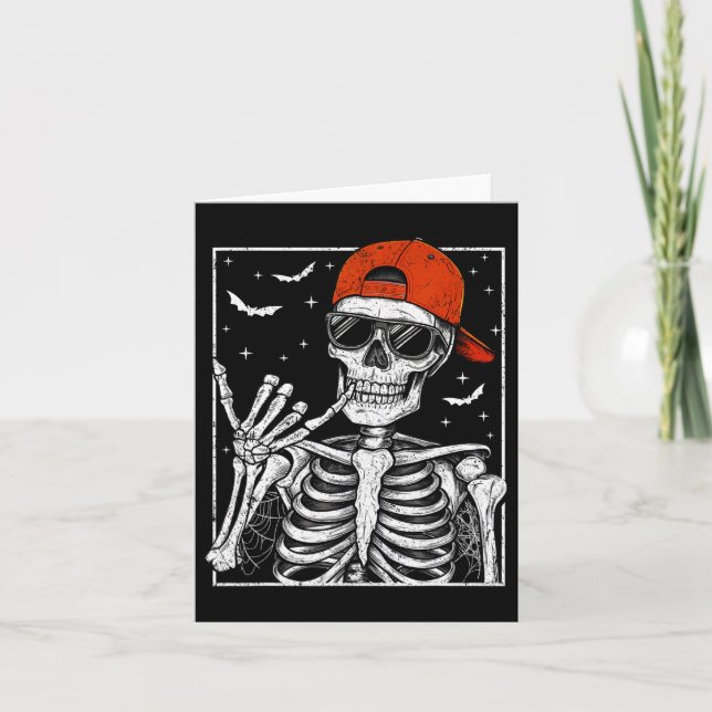 Skelett Rock Hand Halloween Kostym Cool Rockmusik Kort (Framsida)