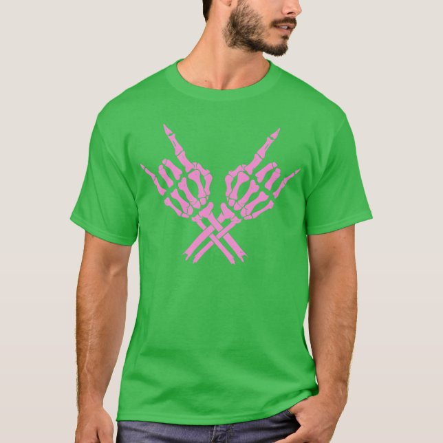 Skelett Rock Hands familj T Shirt (Framsida)