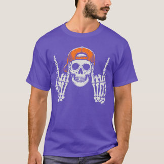 Skelett Rocker Cool Keps Skater Halloween Kostym  T Shirt
