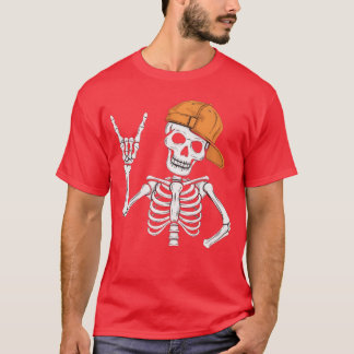 Skelett Rocker Kvinnor Män Pojkar Punk Rocker Lång T Shirt