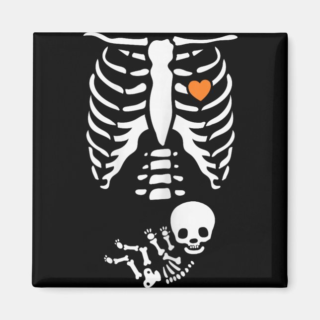Skelett Röntgen Halloween-kostym Gravid Kvinna Mam Magnet (Framsidan)