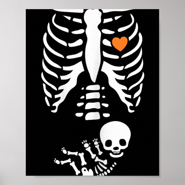 Skelett Röntgen Halloween-kostym Gravid Kvinna Mam Poster (Framsidan)