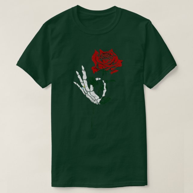 Skelett Rosa Brud Tatuering Design T-shirt (Design framsida)