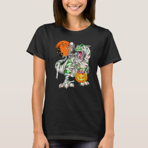 Skelett ryttare Dinosaur Rex läskig Halloween måne T Shirt