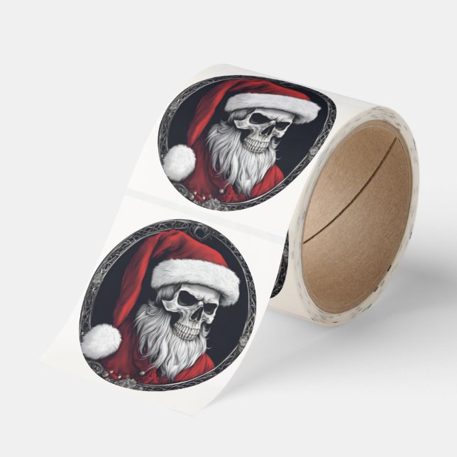 Skelett-Santa Runt Klistermärke (Rulle)
