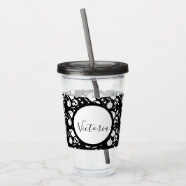 Skelett Skalle Pumpa Skript Monogram Akryl  Take Away Mugg