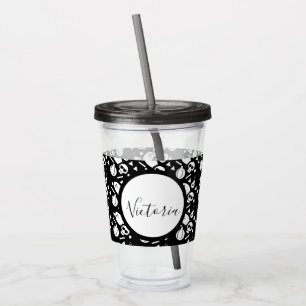 Skelett Skalle Pumpa Skript Monogram Akryl Take Away Mugg