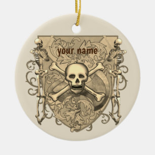 Skelett Skalle Sköld ornament