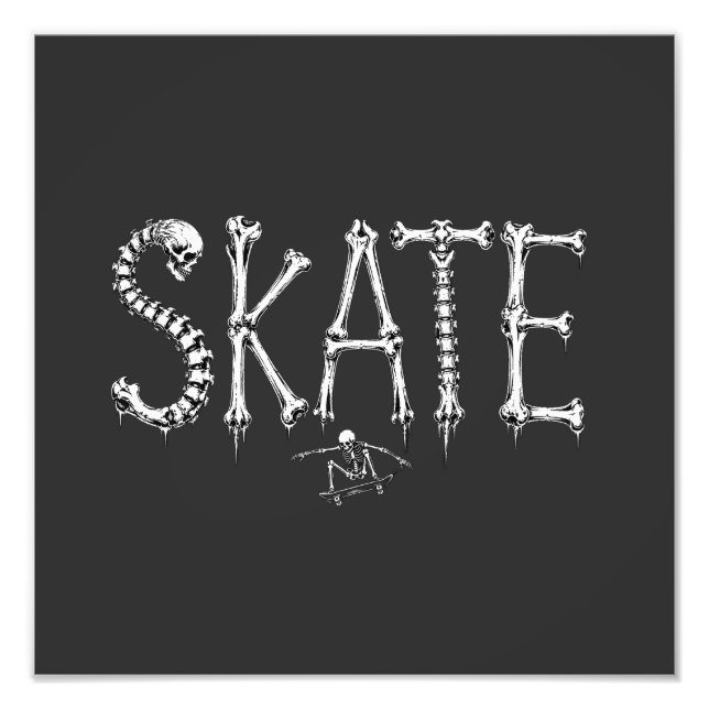 Skelett SKATE Skräckdesign Fototryck (Framsidan)