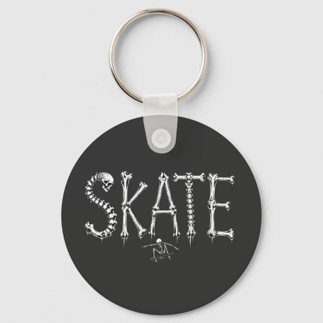 Skelett SKATE Skräckdesign Nyckelring (Framsida)