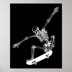 Skelett Skateboard Dödskalle Halloween Skateboardi Poster