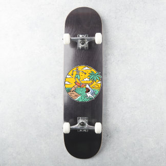 Skelett Skateboard Kille Strandad Ö Shark  Klistermärken