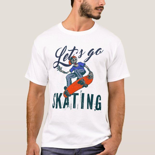 Skelett Skateboard T-Shirt | Gatu Art  (Framsida)