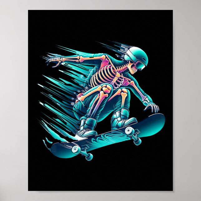 Skelett Skridsko Hastighet Cool  Poster (Framsidan)