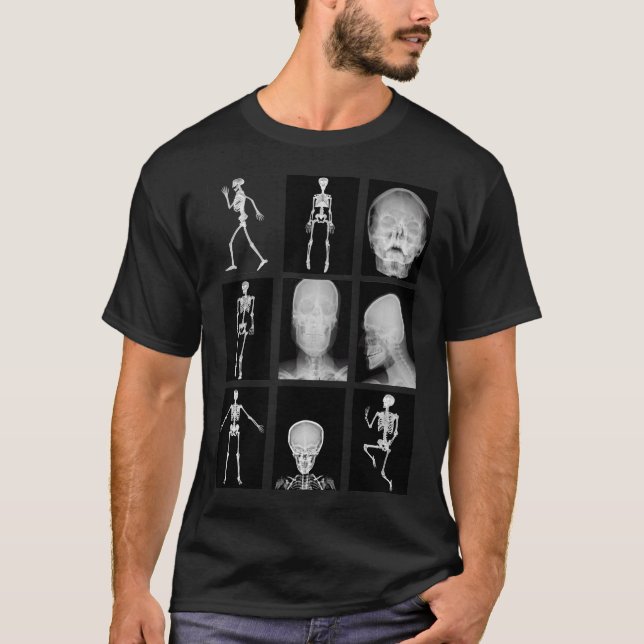 skelett Skull Human Body XRAYS anatomi Kollage  T Shirt (Framsida)