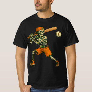 Skelett Slagträ Baseball Halloween Kuslig Sport T Shirt